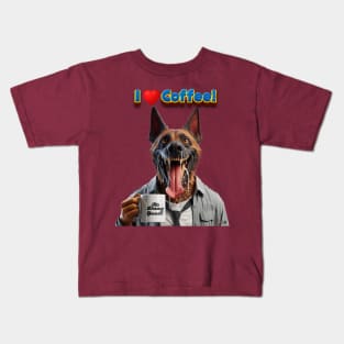 Belgian Malinois Coffee Dog by focusln Kids T-Shirt